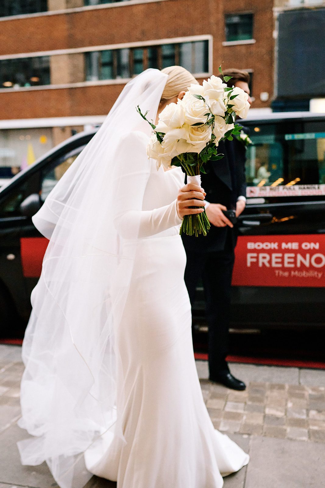 Bride and groom portrait outdoors
