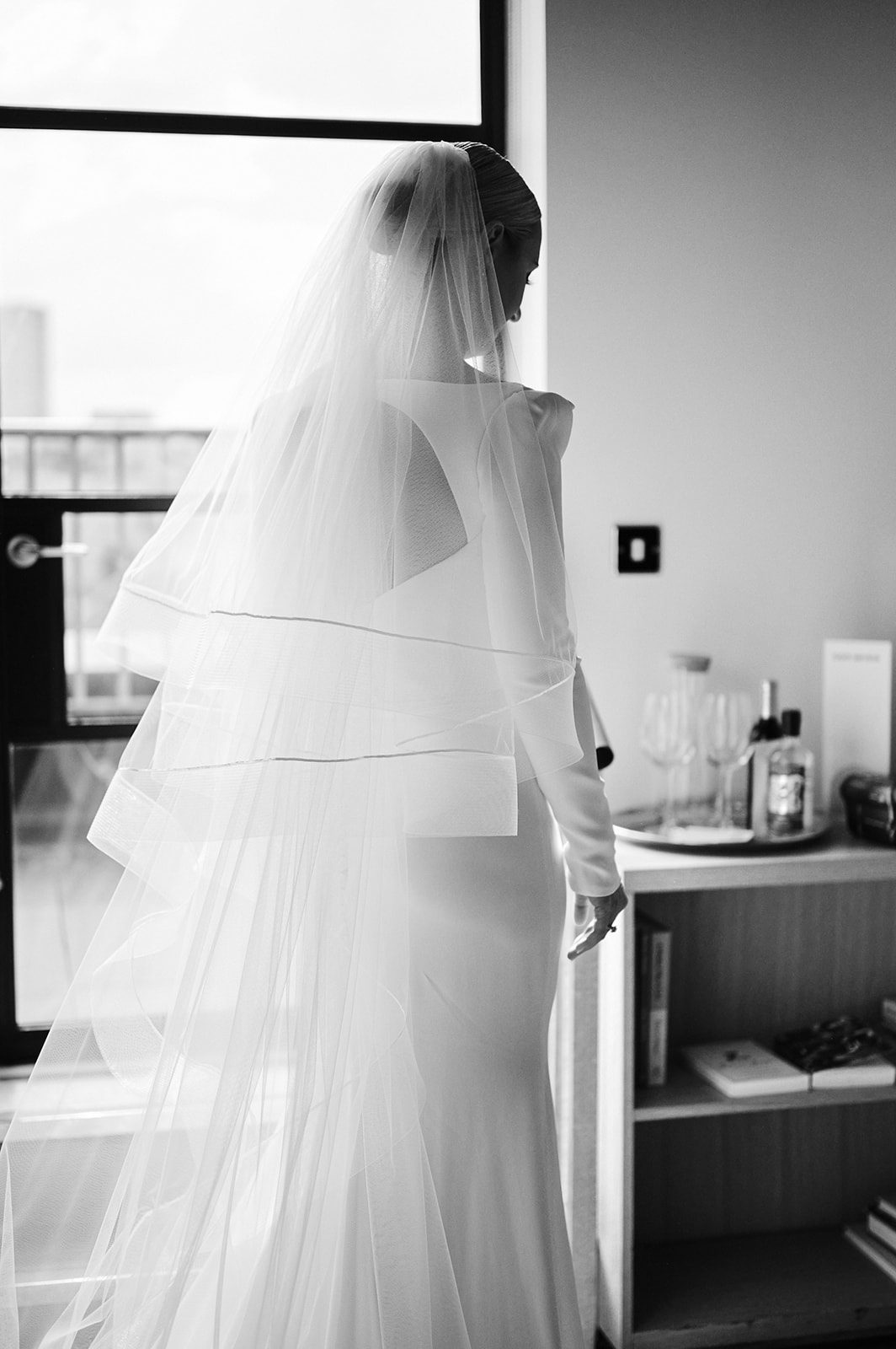 Bride in her dress ahead of the ceremony